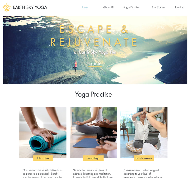Earth Sky Yoga website screenshot